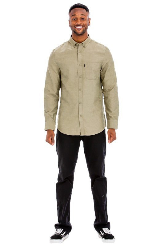 Weiv Men Casual Long Sleeve Button Down Front Faux Pocket Shirts Zarnesh