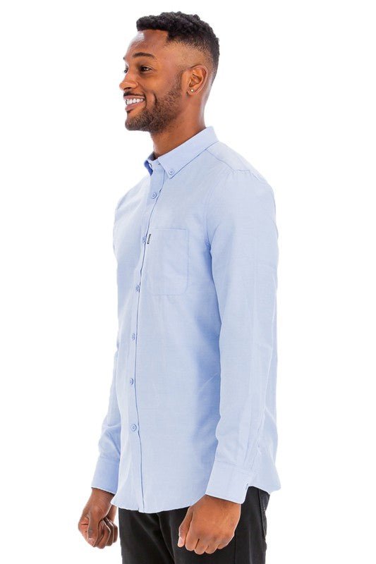 Weiv Men Casual Long Sleeve Button Down Front Faux Pocket Shirts Zarnesh