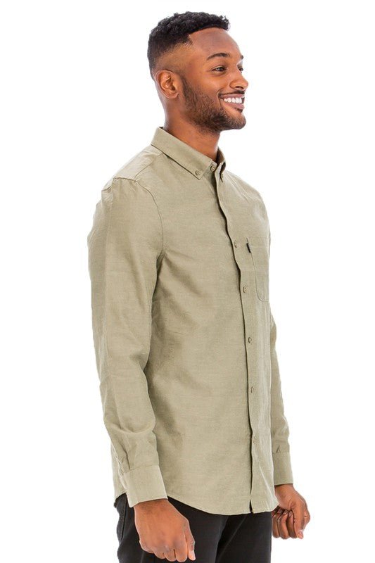 Weiv Men Casual Long Sleeve Button Down Front Faux Pocket Shirts Zarnesh
