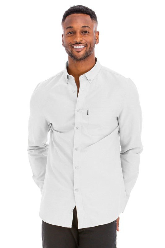 Weiv Men Casual Long Sleeve Button Down Front Faux Pocket Shirts Zarnesh