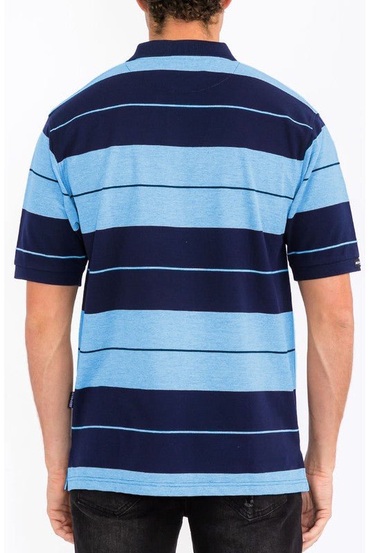 Men Old School Premium Pique Horizontal Stripes Polo Shirt Zarnesh