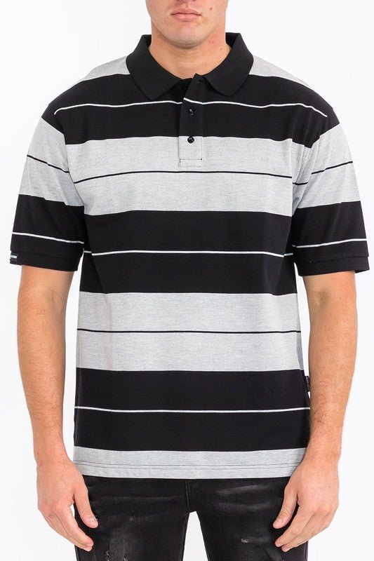Men Old School Premium Pique Horizontal Stripes Polo Shirt Zarnesh