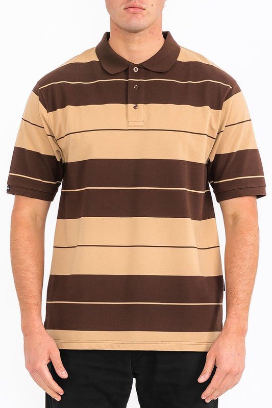 Men Old School Premium Pique Horizontal Stripes Polo Shirt Zarnesh