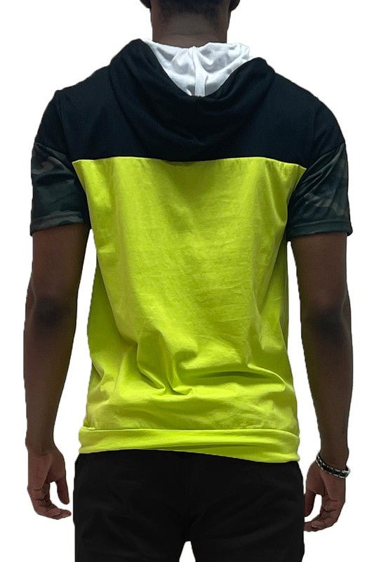 Men's Camo Color block Short Sleeves Hooded Shirt | Zarnesh