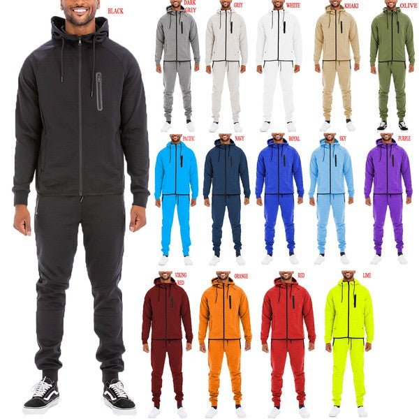 Men’s Casual Solid Full Zip Tracksuit Set | Zarnesh