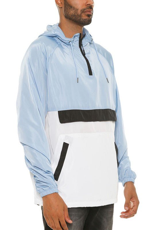 Men’s Color Block Windbreaker Anorak Pullover Hooded Jacket | Zarnesh