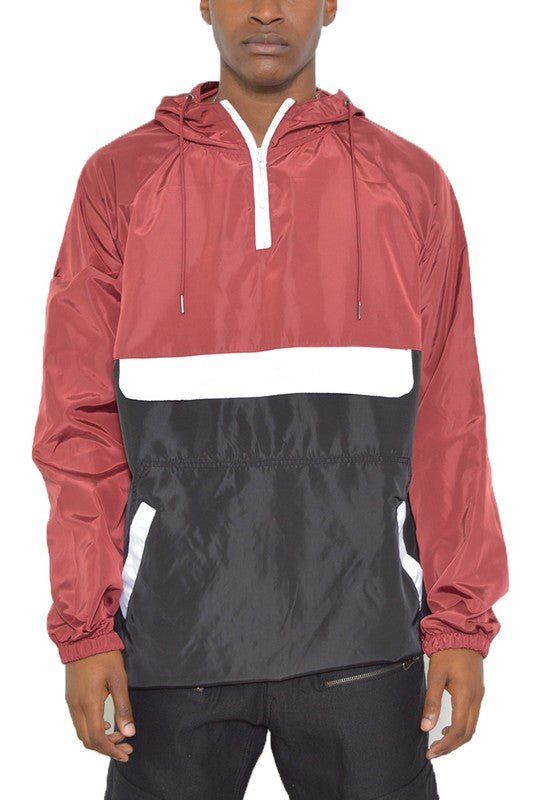 Men’s Color Block Windbreaker Anorak Pullover Hooded Jacket | Zarnesh
