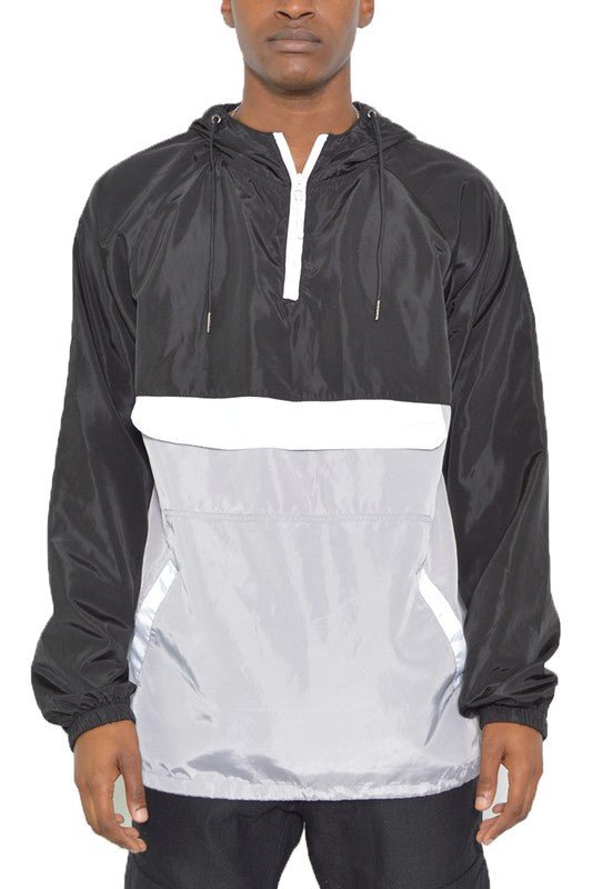 Men’s Color Block Windbreaker Anorak Pullover Hooded Jacket | Zarnesh