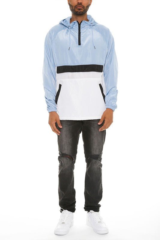 Men’s Color Block Windbreaker Anorak Pullover Hooded Jacket | Zarnesh
