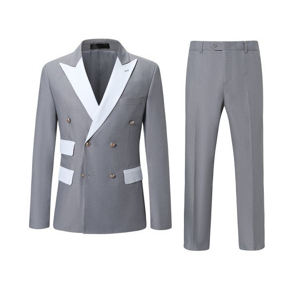 Men’s Double Breasted Blazer 2 Piece Contrast Collar Suit | Zarnesh