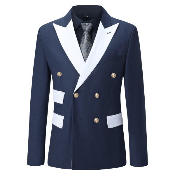 Men’s Double Breasted Blazer 2 Piece Contrast Collar Suit | Zarnesh