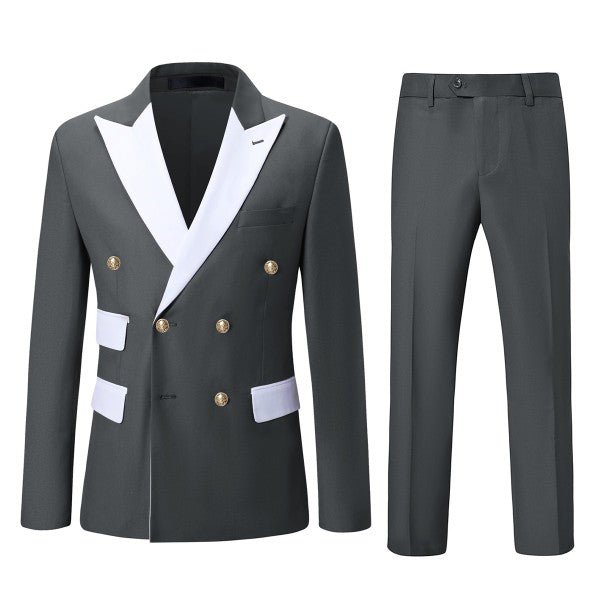 Men’s Double Breasted Blazer 2 Piece Contrast Collar Suit | Zarnesh