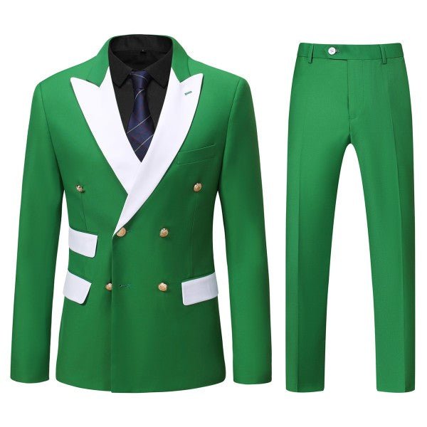 Men’s Double Breasted Blazer 2 Piece Contrast Collar Suit | Zarnesh