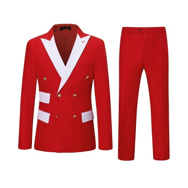 Men’s Double Breasted Blazer 2 Piece Contrast Collar Suit | Zarnesh