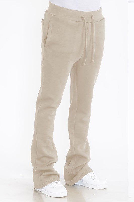 Men’s Fleece Flare Solid Stacked Sweatpants | Zarnesh