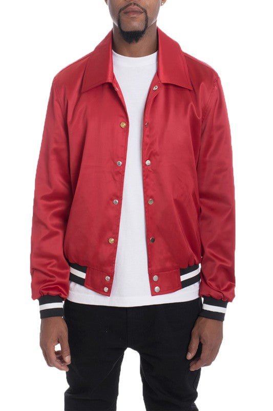 Men’s Luxury Satin Varsity Bomber Jacket | Zarnesh