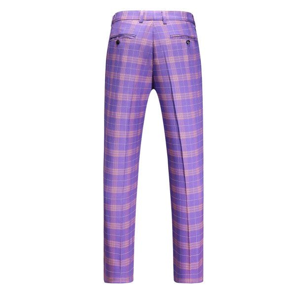 Men’s Violet Plaid Check 3-Piece 2 Button Suit Set | Zarnesh