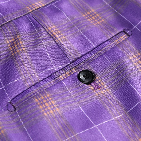 Men’s Violet Plaid Check 3-Piece 2 Button Suit Set | Zarnesh