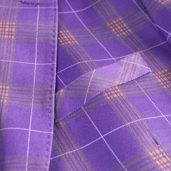 Men’s Violet Plaid Check 3-Piece 2 Button Suit Set | Zarnesh