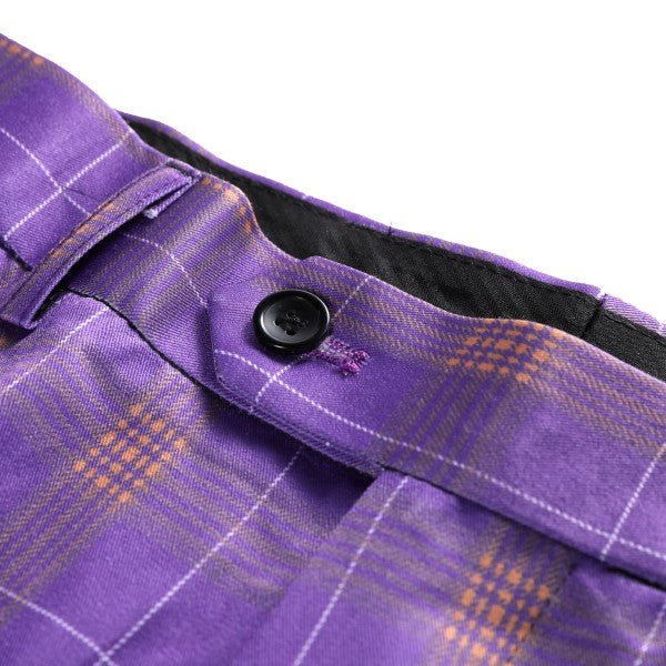 Men’s Violet Plaid Check 3-Piece 2 Button Suit Set | Zarnesh