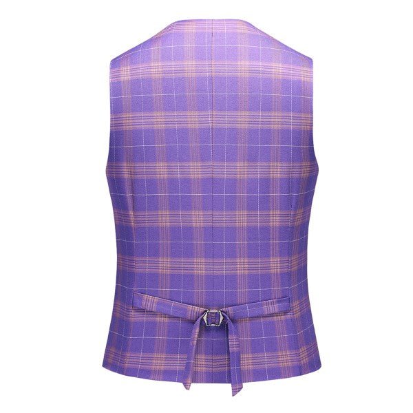 Men’s Violet Plaid Check 3-Piece 2 Button Suit Set | Zarnesh