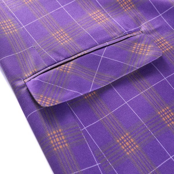 Men’s Violet Plaid Check 3-Piece 2 Button Suit Set | Zarnesh