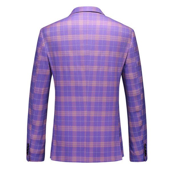 Men’s Violet Plaid Check 3-Piece 2 Button Suit Set | Zarnesh