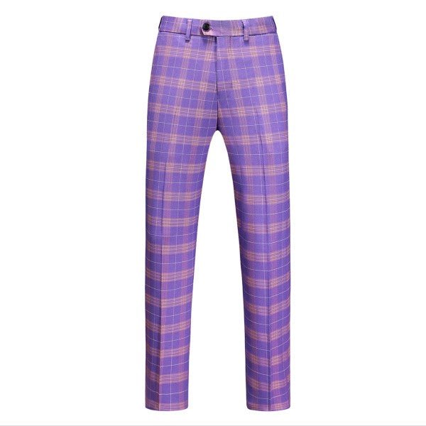 Men’s Violet Plaid Check 3-Piece 2 Button Suit Set | Zarnesh