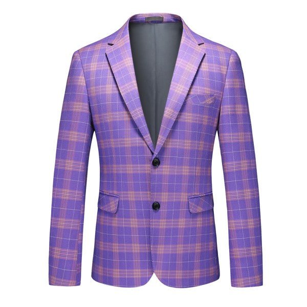 Men’s Violet Plaid Check 3-Piece 2 Button Suit Set | Zarnesh