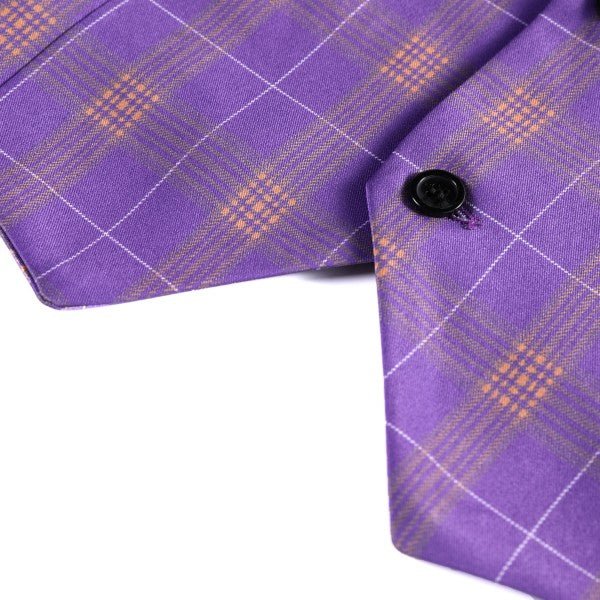 Men’s Violet Plaid Check 3-Piece 2 Button Suit Set | Zarnesh