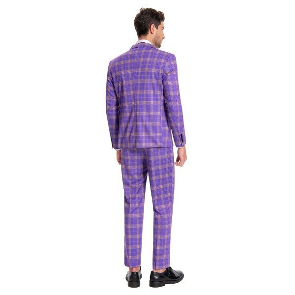 Men’s Violet Plaid Check 3-Piece 2 Button Suit Set | Zarnesh