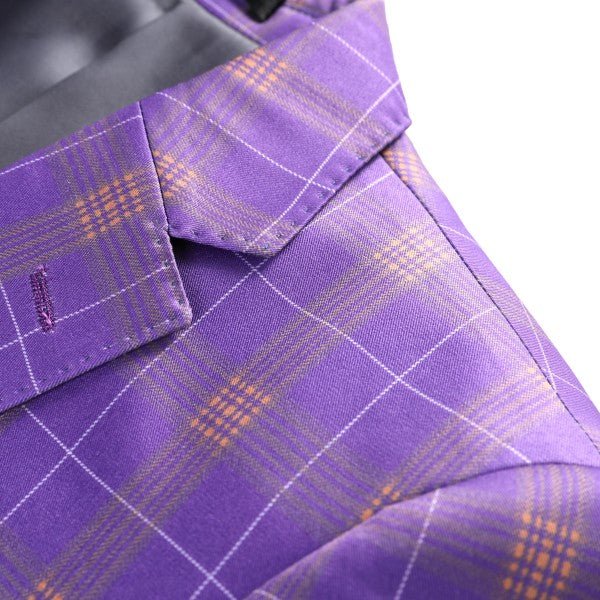 Men’s Violet Plaid Check 3-Piece 2 Button Suit Set | Zarnesh