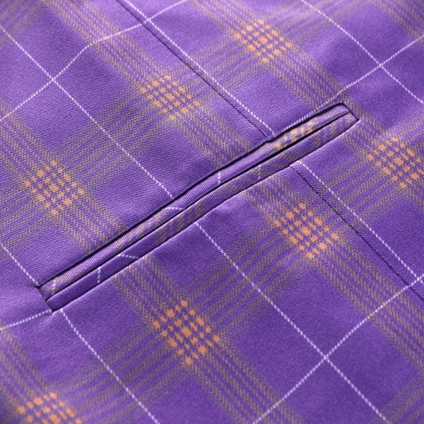 Men’s Violet Plaid Check 3-Piece 2 Button Suit Set | Zarnesh