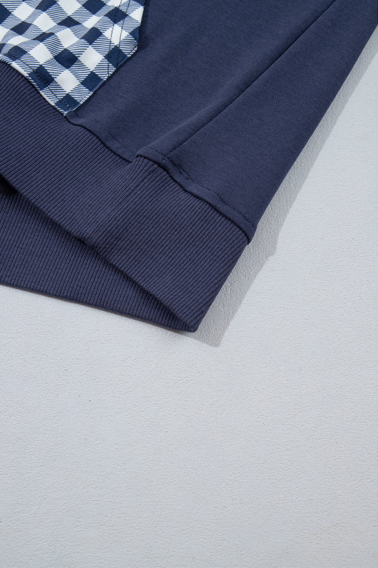 Navy blue sweatshirt ribbed cuff detail