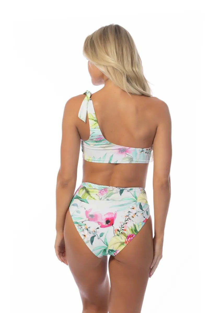 One-Shoulder Floral High-Waisted Bikini Set | Zarnesh