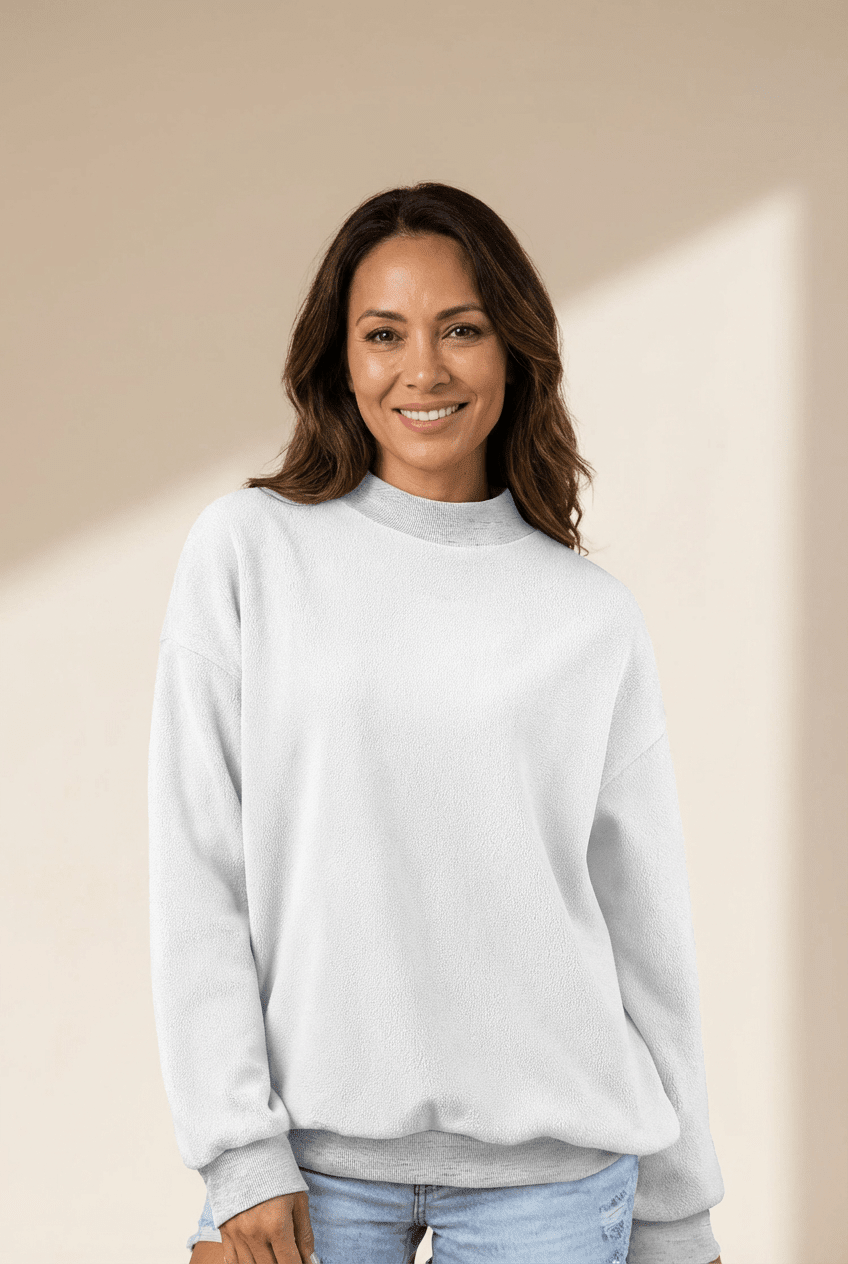 Oversized Mock Neck Reversible Sweatshirt | Zarnesh