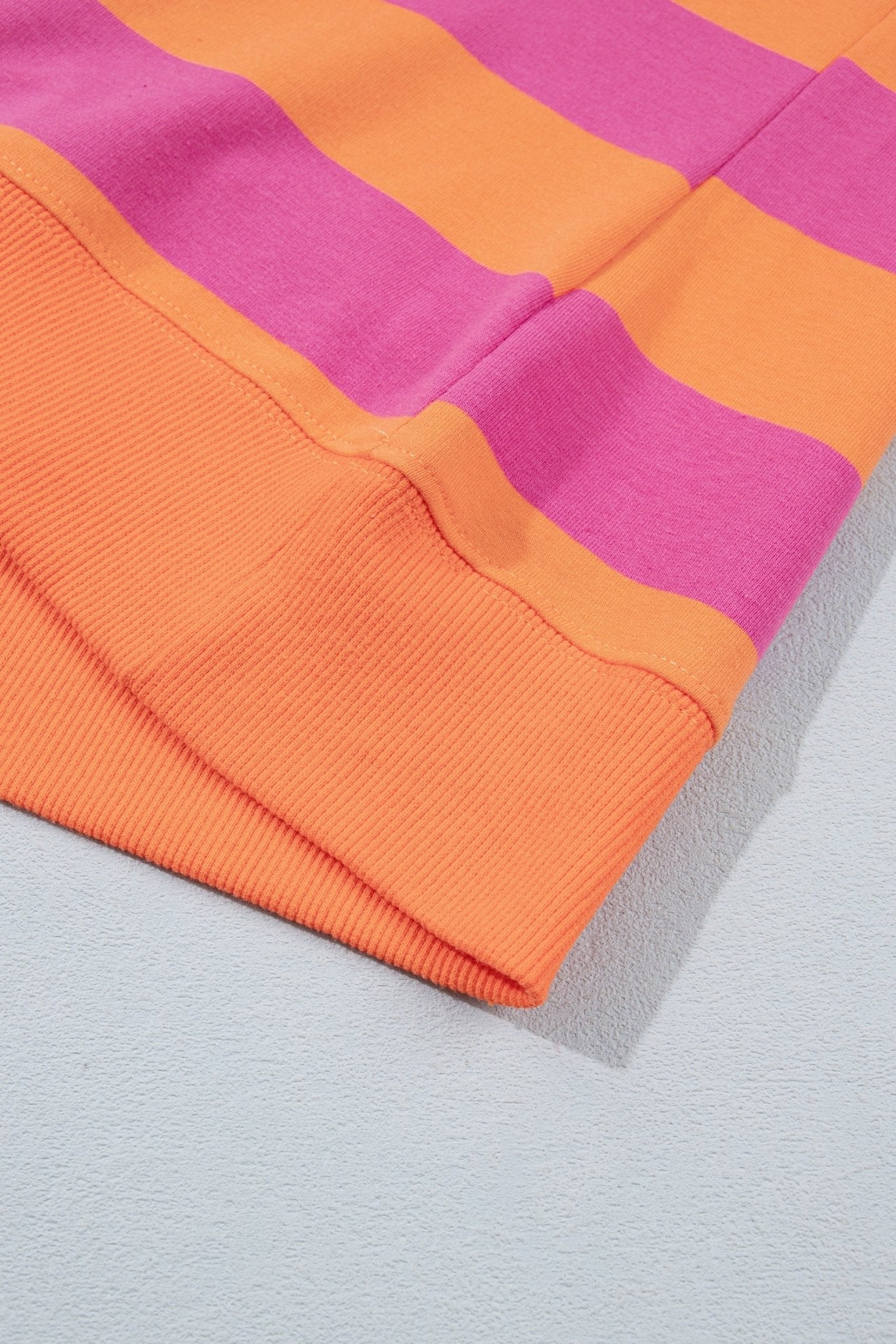 Oversized Stripe Mock Neck Cuff Hem Sweatshirt | Zarnesh