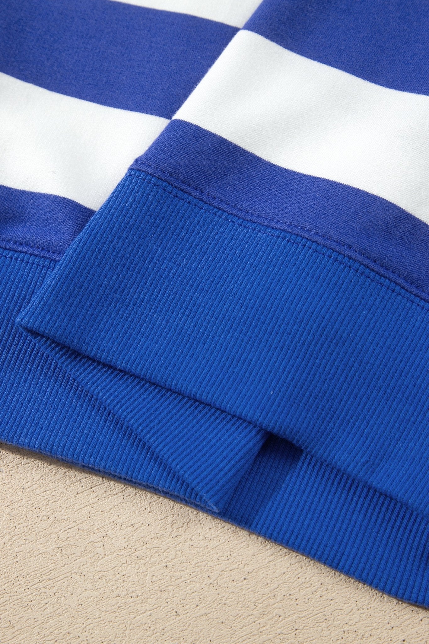 Oversized Stripe Mock Neck Cuff Hem Sweatshirt | Zarnesh