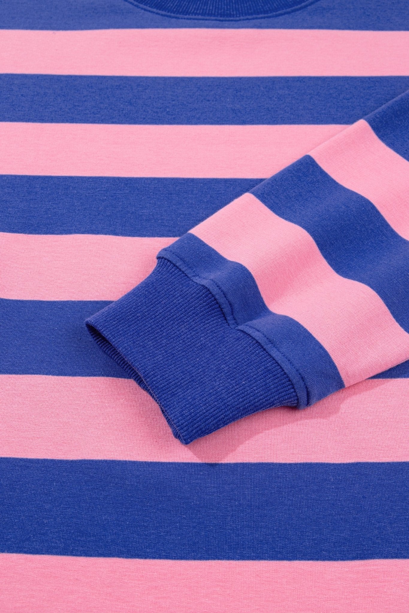 Oversized Stripe Mock Neck Cuff Hem Sweatshirt | Zarnesh