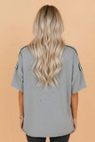 Oversized Striped Patchwork Sleeve Raw Edge Tee | Zarnesh