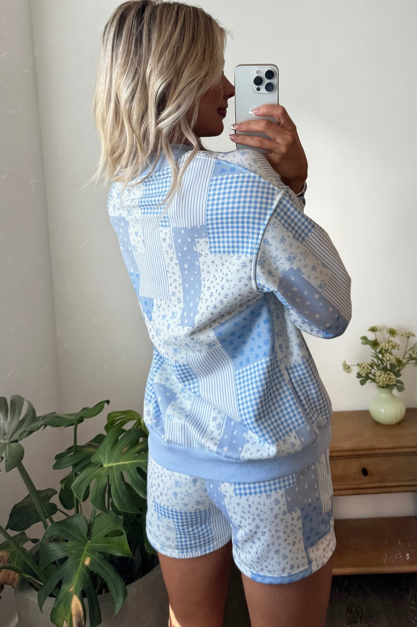 Patchwork Floral Sweatshirt & Shorts Set | Zarnesh