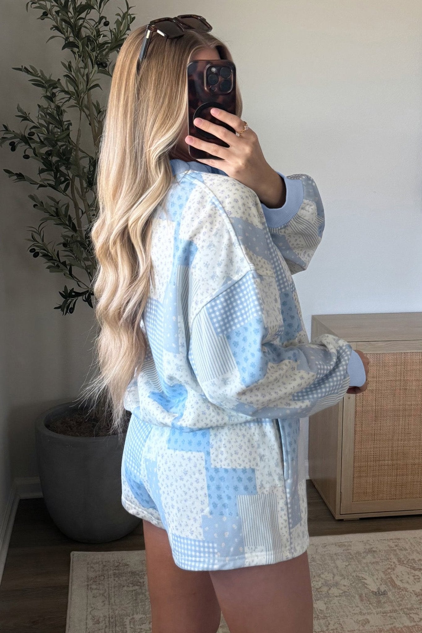 Patchwork Floral Sweatshirt & Shorts Set | Zarnesh