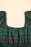 Plaid Smocked Waist Square Neck Mini Dress | Zarnesh - ZarneshPlaid Smocked Waist Square Neck Mini Dress | Zarnesh