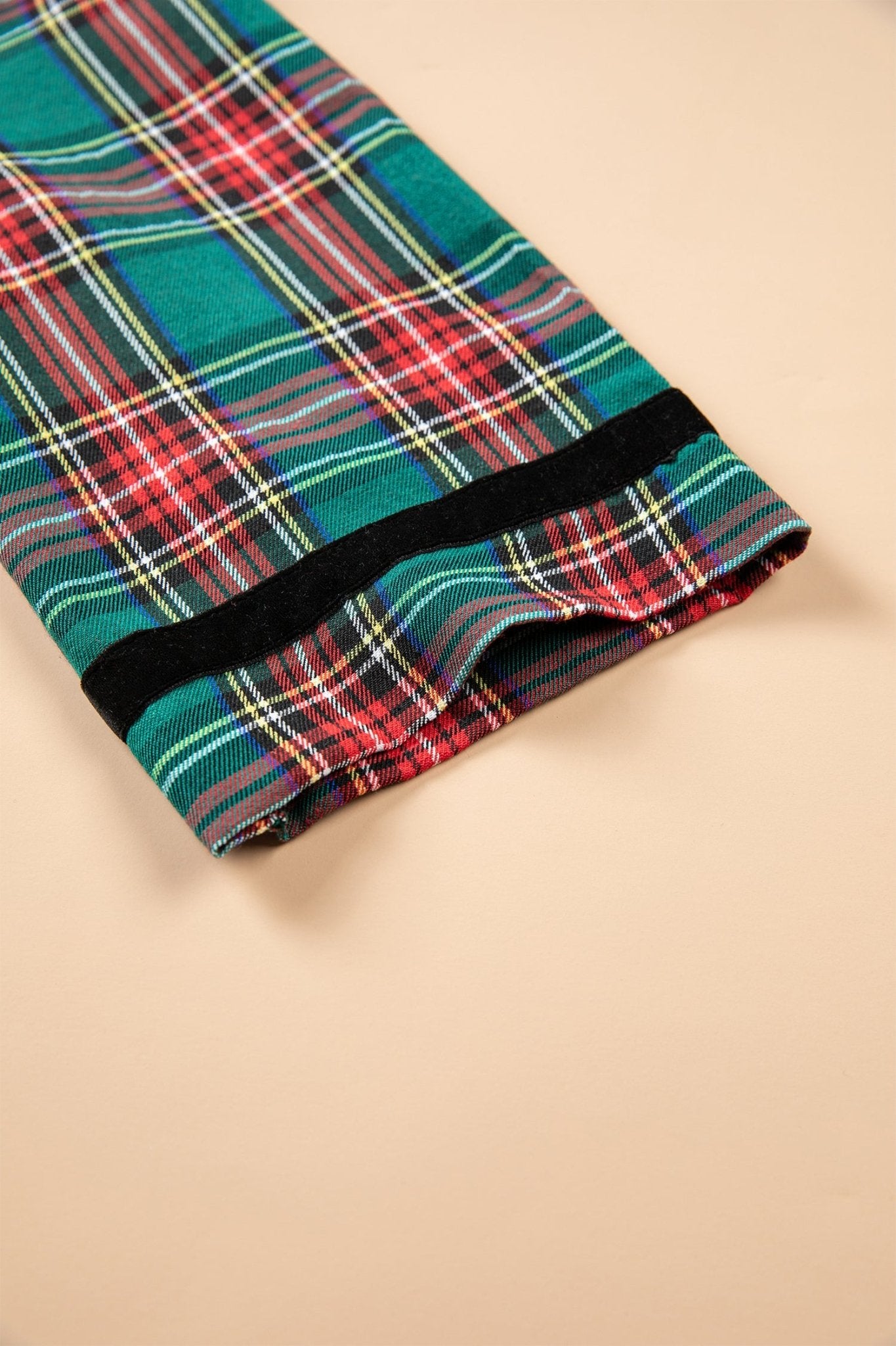 Plaid Velvet Trim Mini Dress with Pockets | Zarnesh - Zarnesh - Dresses/Mini Dresses