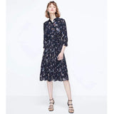 Pleated Floral Print Chiffon Midi Dress | Zarnesh