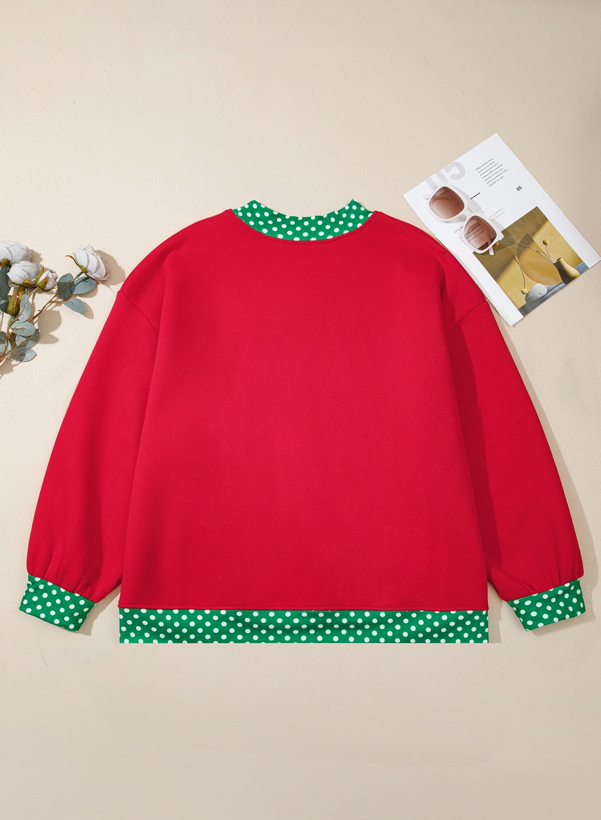 Plus Polka Dot Crewneck Layered Trim Sweatshirt | Zarnesh