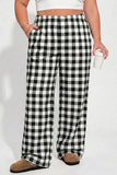 Plus Size Gingham Wide Leg Lounge Pants | Zarnesh