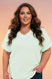 Plus Size Knit Waffle Solid Short Sleeve Top | Zarnesh