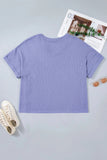 Plus Size Knit Waffle Solid Short Sleeve Top | Zarnesh