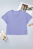 Plus Size Knit Waffle Solid Short Sleeve Top | Zarnesh